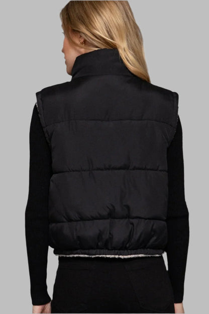 High Neck Cropped Puffer Vest