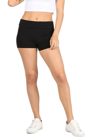 Foldover Waist Cotton Spandex Shorts