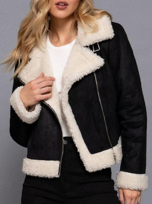 Faux Suede Bomber Jacket