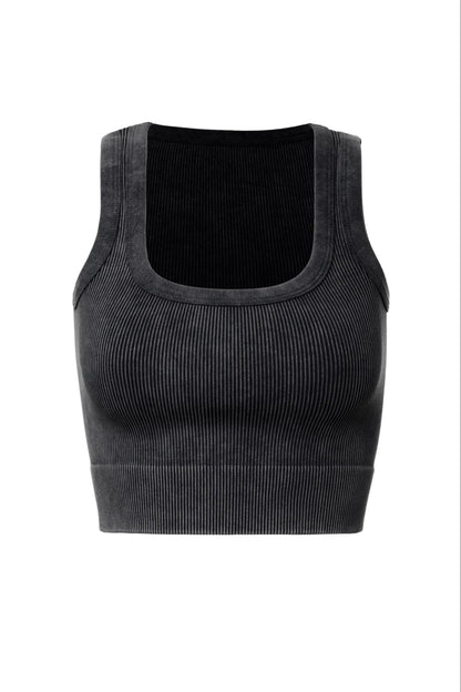 Black crop top on a white background