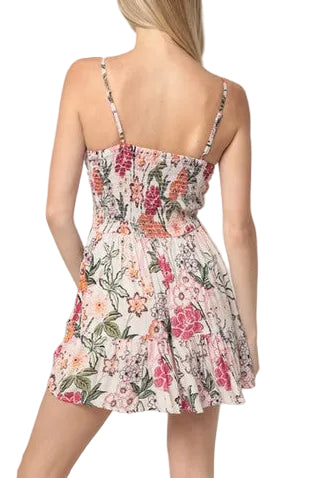 Floral Romper Dress | Twist Front Cut Out Skort Romper back view