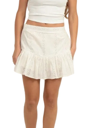Eyelet Embroidered Skort front view