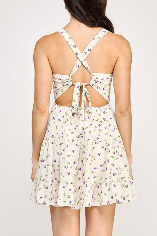 Floral Tie-Front Mini Dress