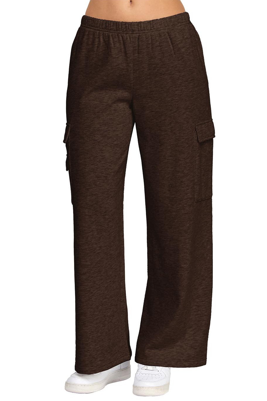 Brown cargo pants on a white background