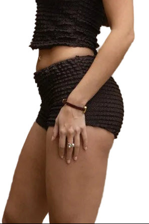 Lace Texture Micro Shorts | Soft Stretch Lounge Shorts side view