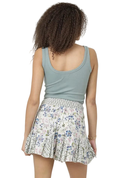 Floral Skort with Smocked Waist | Flowy Summer Skirt Shorts back view