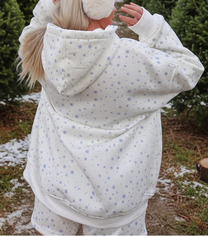snowflake aop sunkissed coconut hoodie