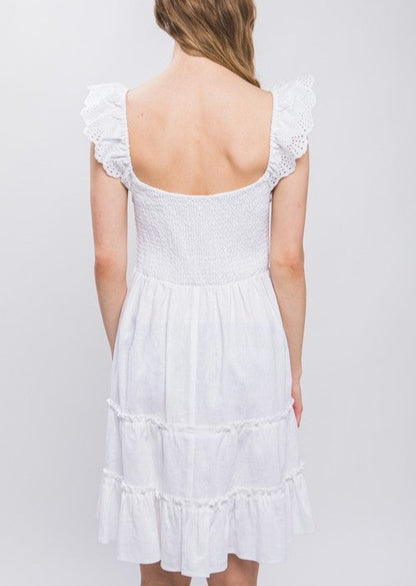 Linen Smocked Tiered Dress