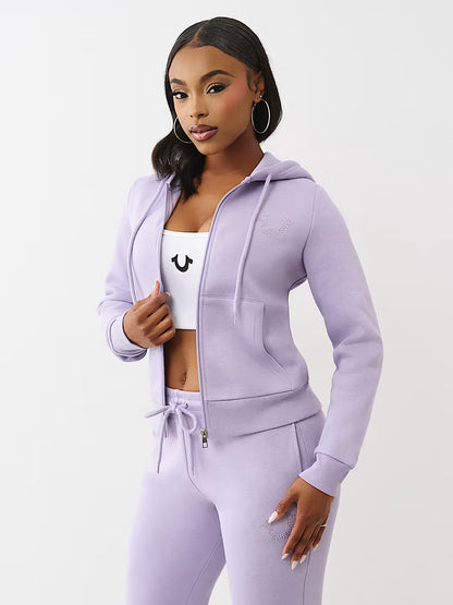 True Religion Crystal Logo Zip Hoodie