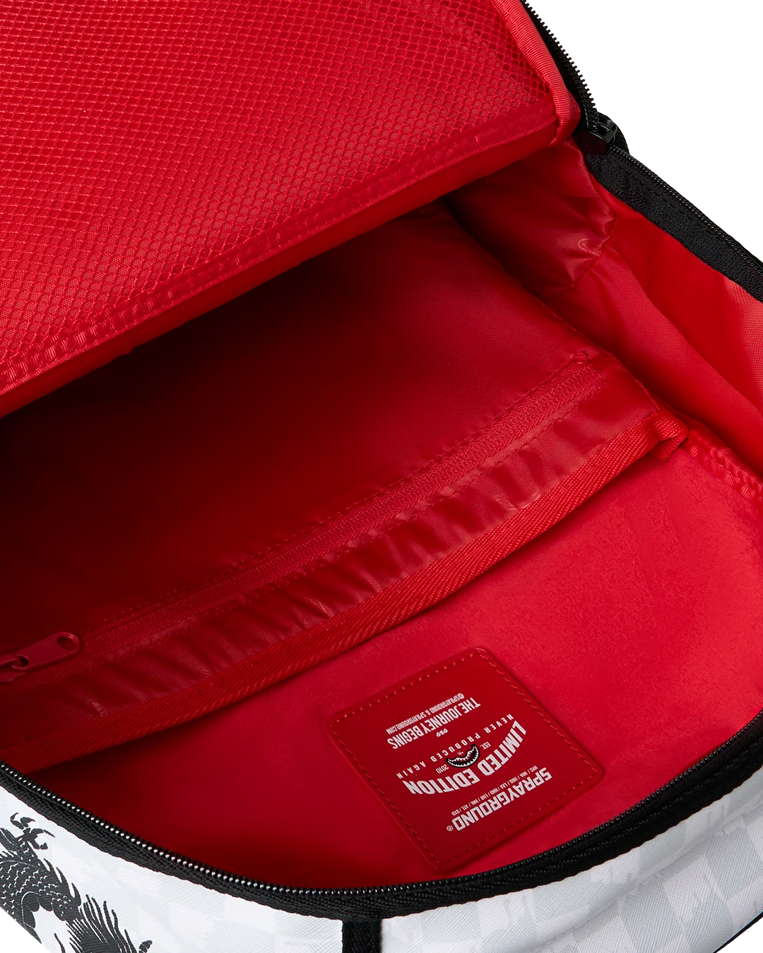Sprayground Panda Party Shark Backpack open