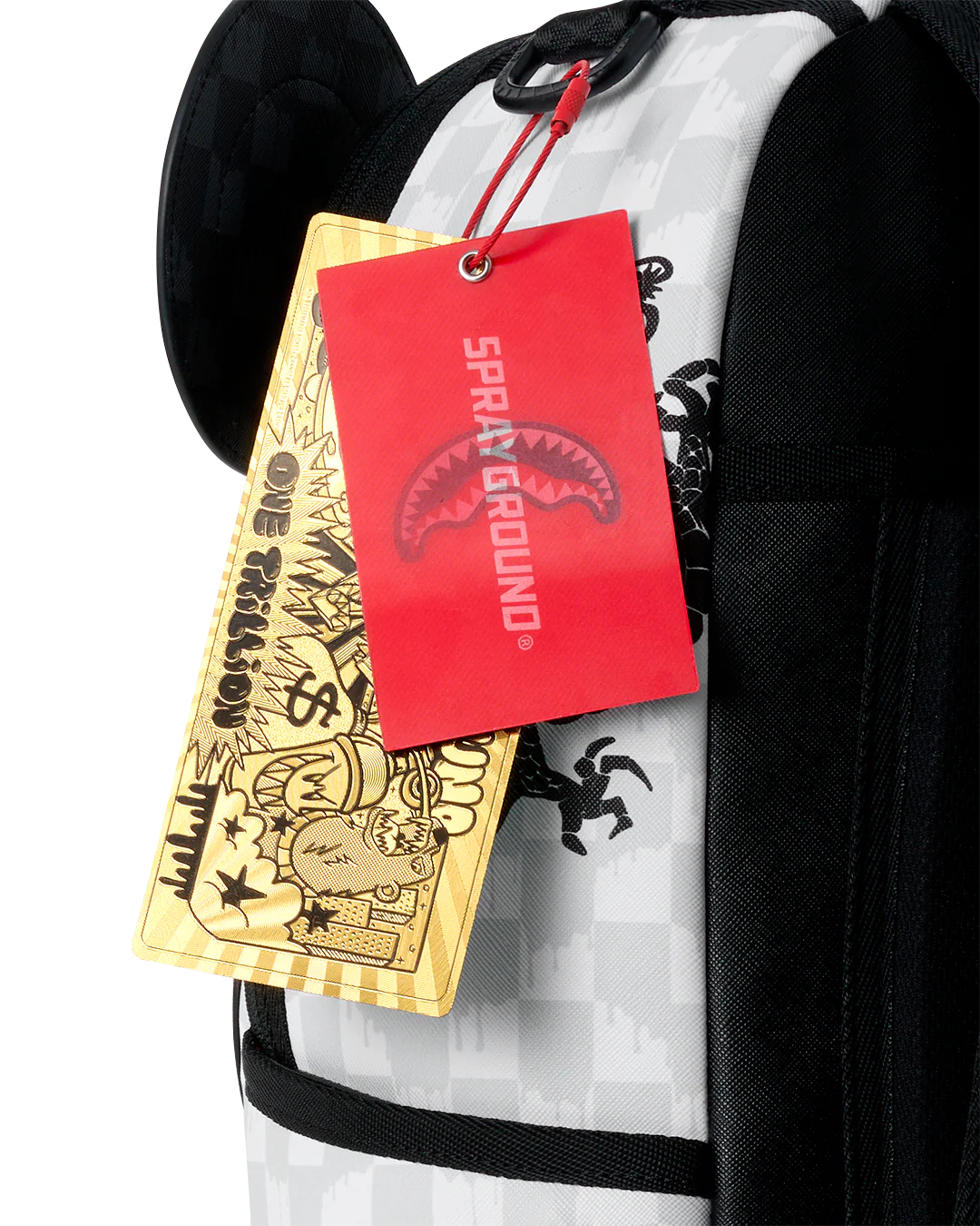 Sprayground Panda Party Shark Backpack tag