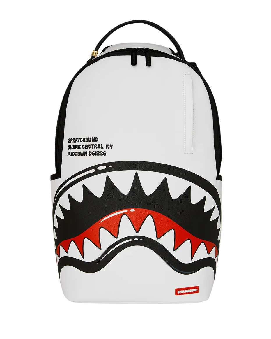 Sprayground Shark Central Bubble Shark White Backpack FRONT