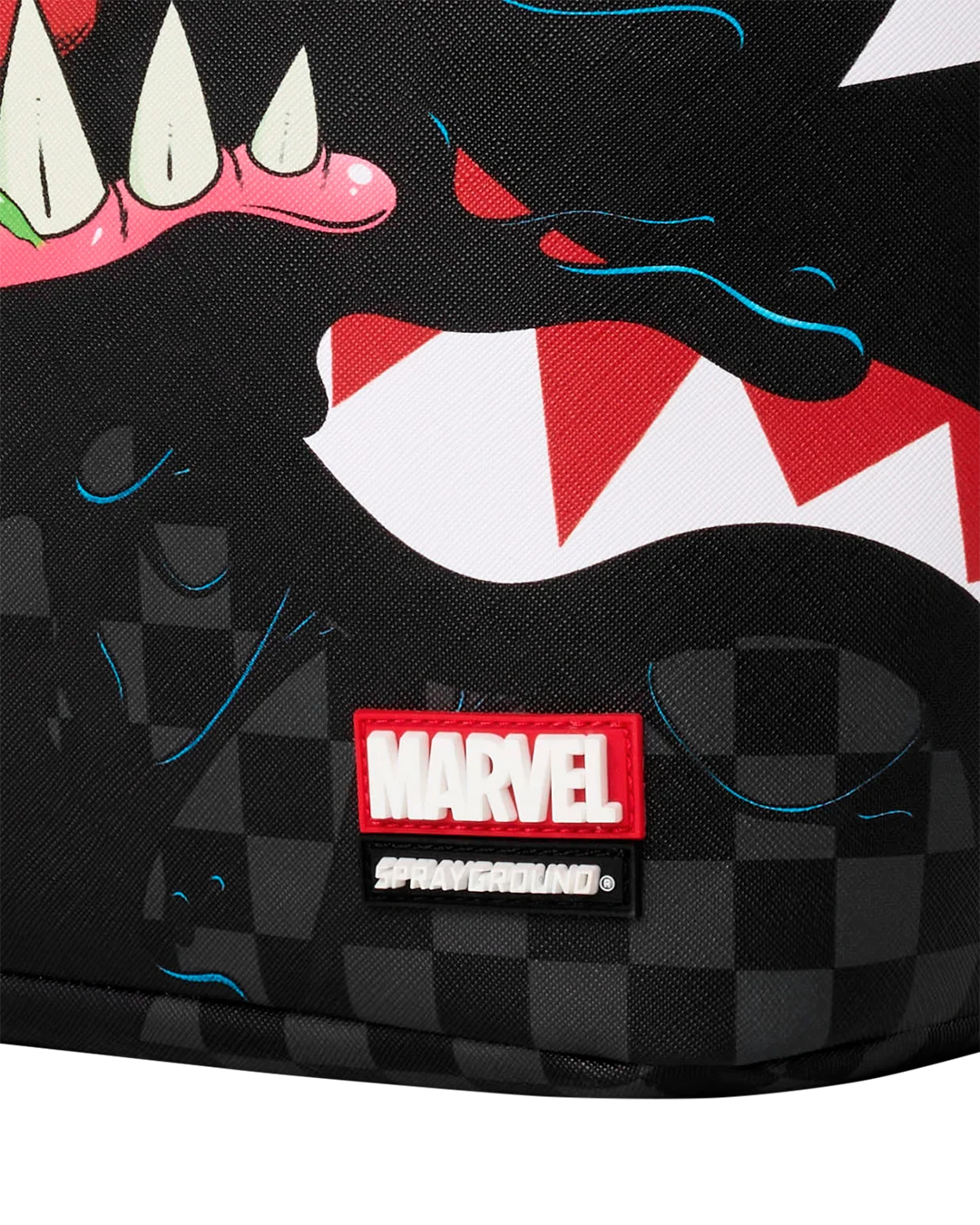Sprayground x Marvel Venom Shark Clash Backpack up close