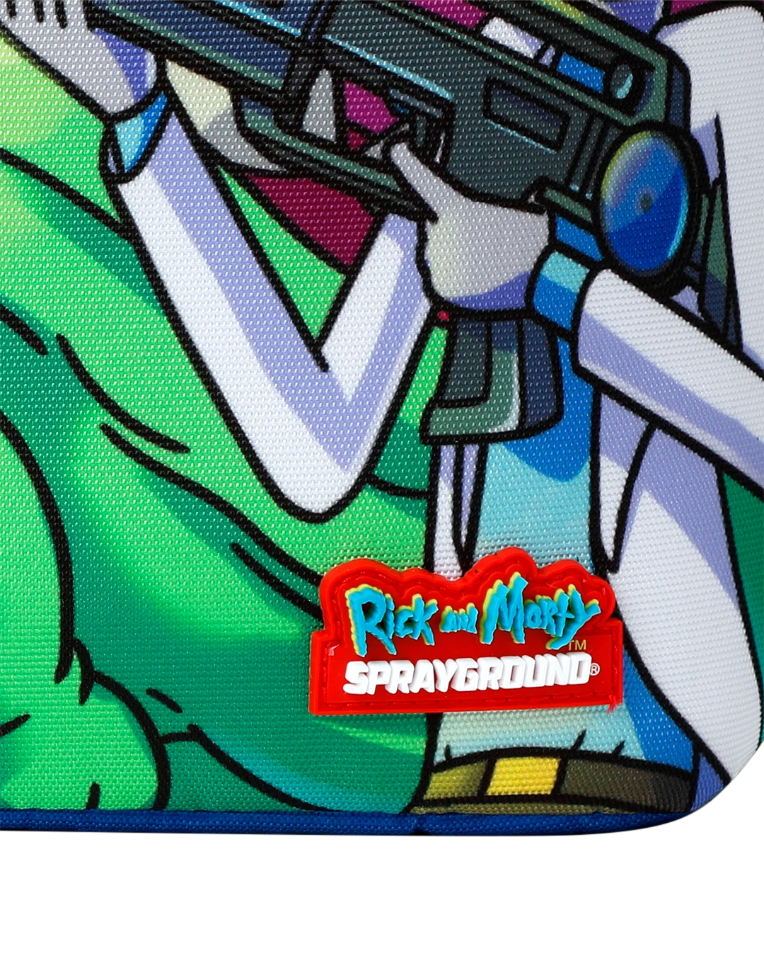 Sprayground x Rick and Morty Mutant Hunters Backpack up close