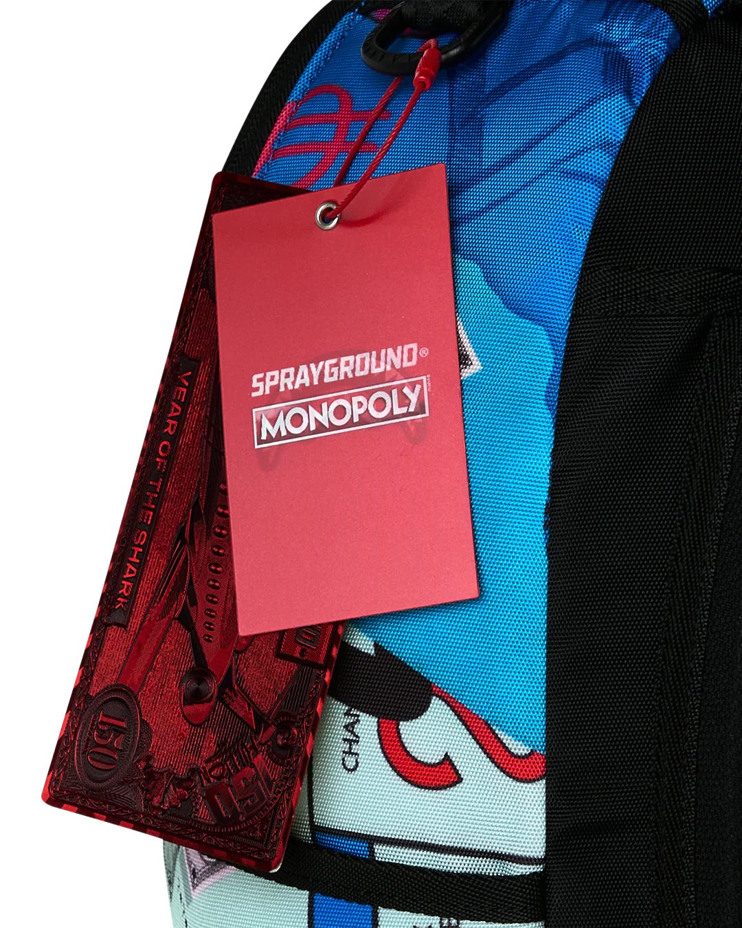 Sprayground x Monopoly Grab & Go Go Go Backpack tag