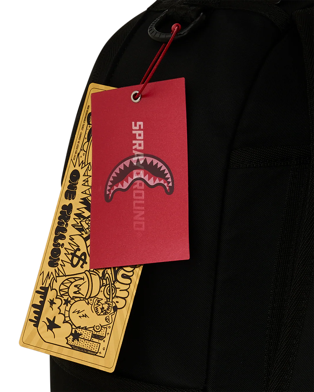 Sprayground Shark Central 2 Black White Backpack tags