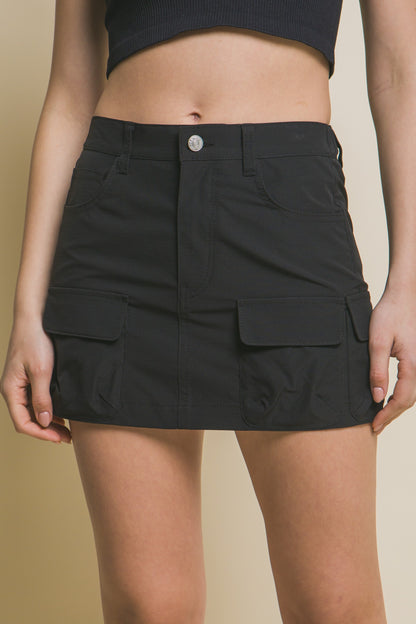 Nylon Cargo Skirt