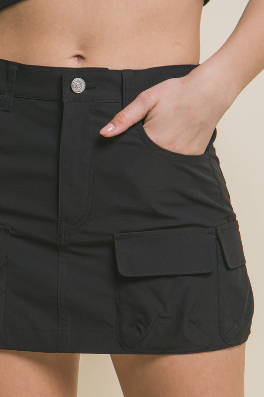 Nylon Cargo Skirt