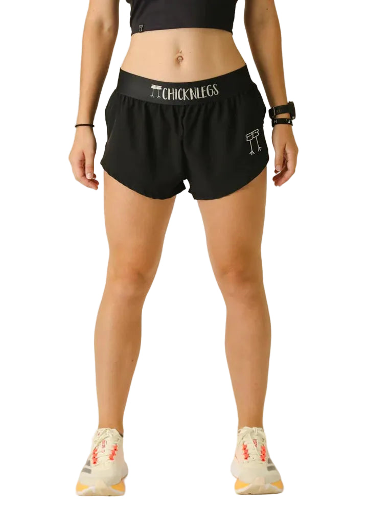 CHICKNLEGS Black 1.5” Split Shorts FRONT