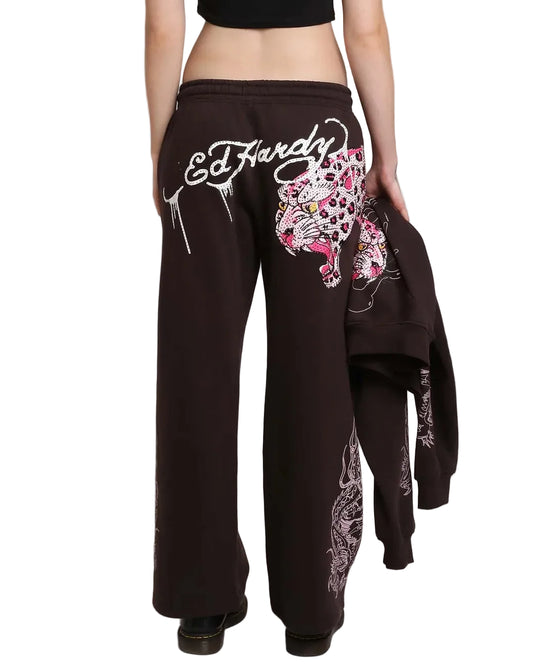 Ed Hardy Pink Leopard Rhinestone Sweatpant back