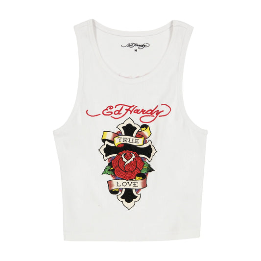 Ed Hardy Cross Rib Tank Top front view