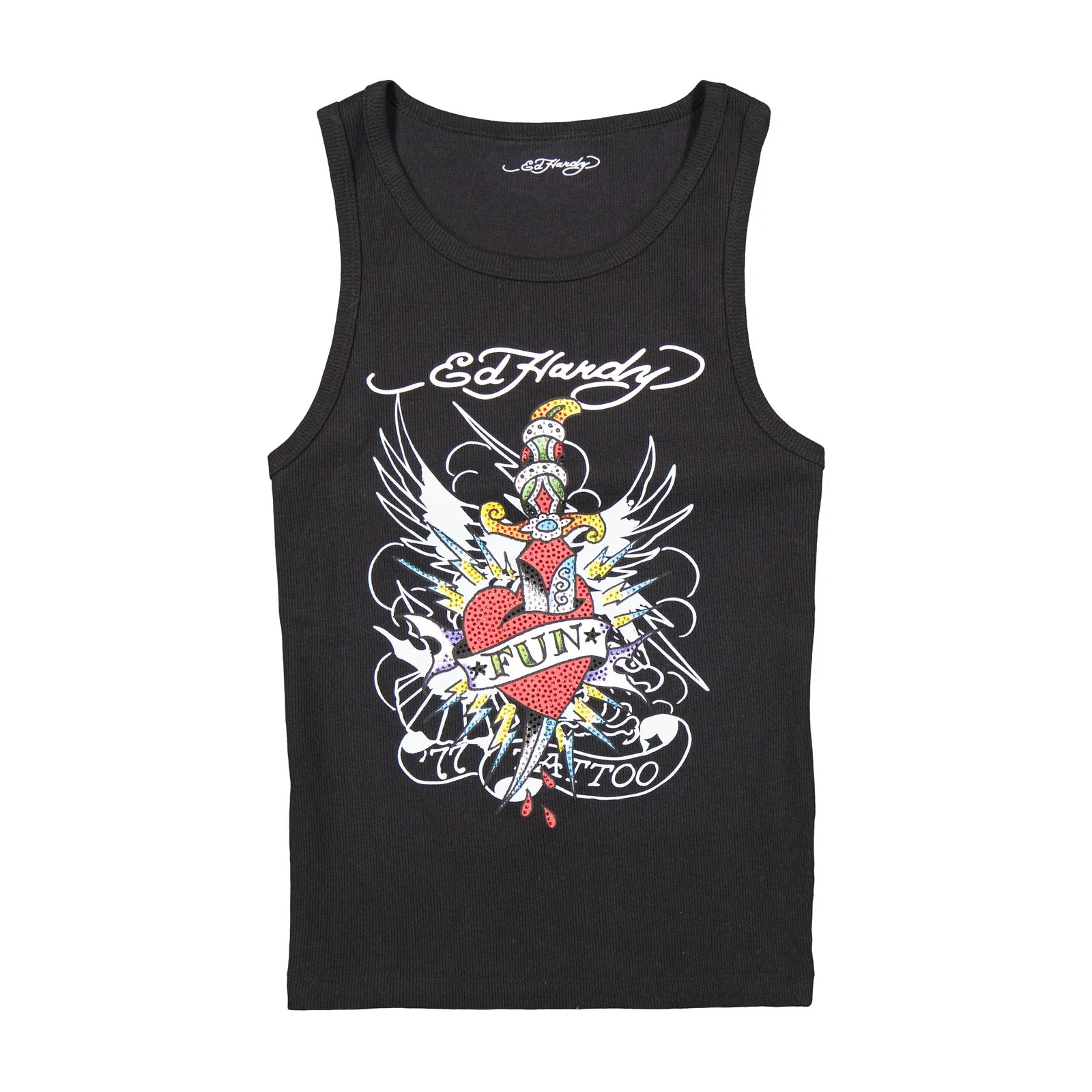 Ed Hardy Fun Dagger Rhinestone Tank front view