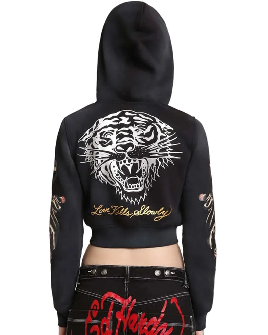 Ed Hardy Panther Cropped Zip Hoodie back