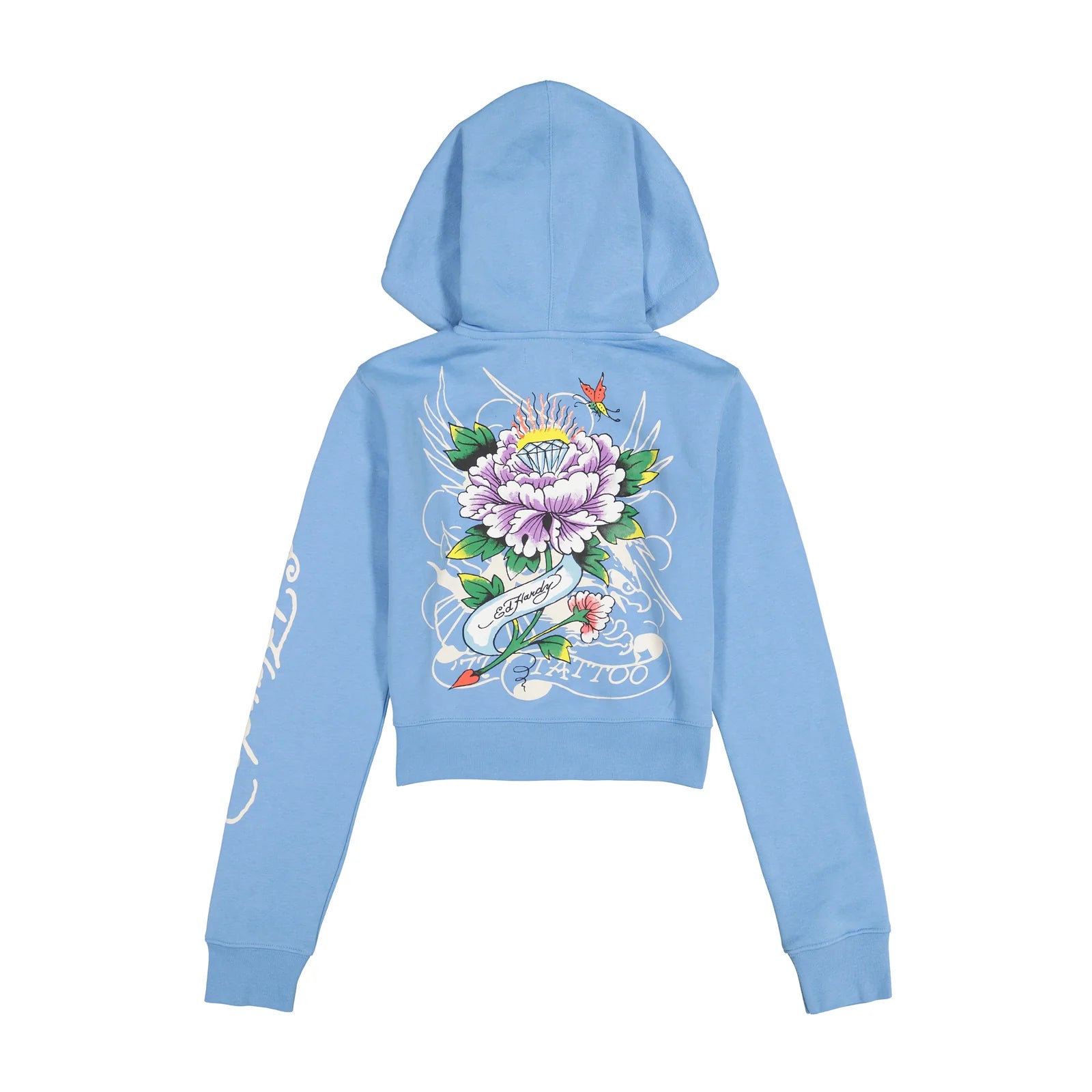 Ed Hardy Flower Skull Crop Zip Up back view