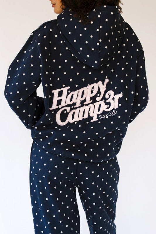 Happy Camp3r Deep Blue Dot Appliqué Hoodie