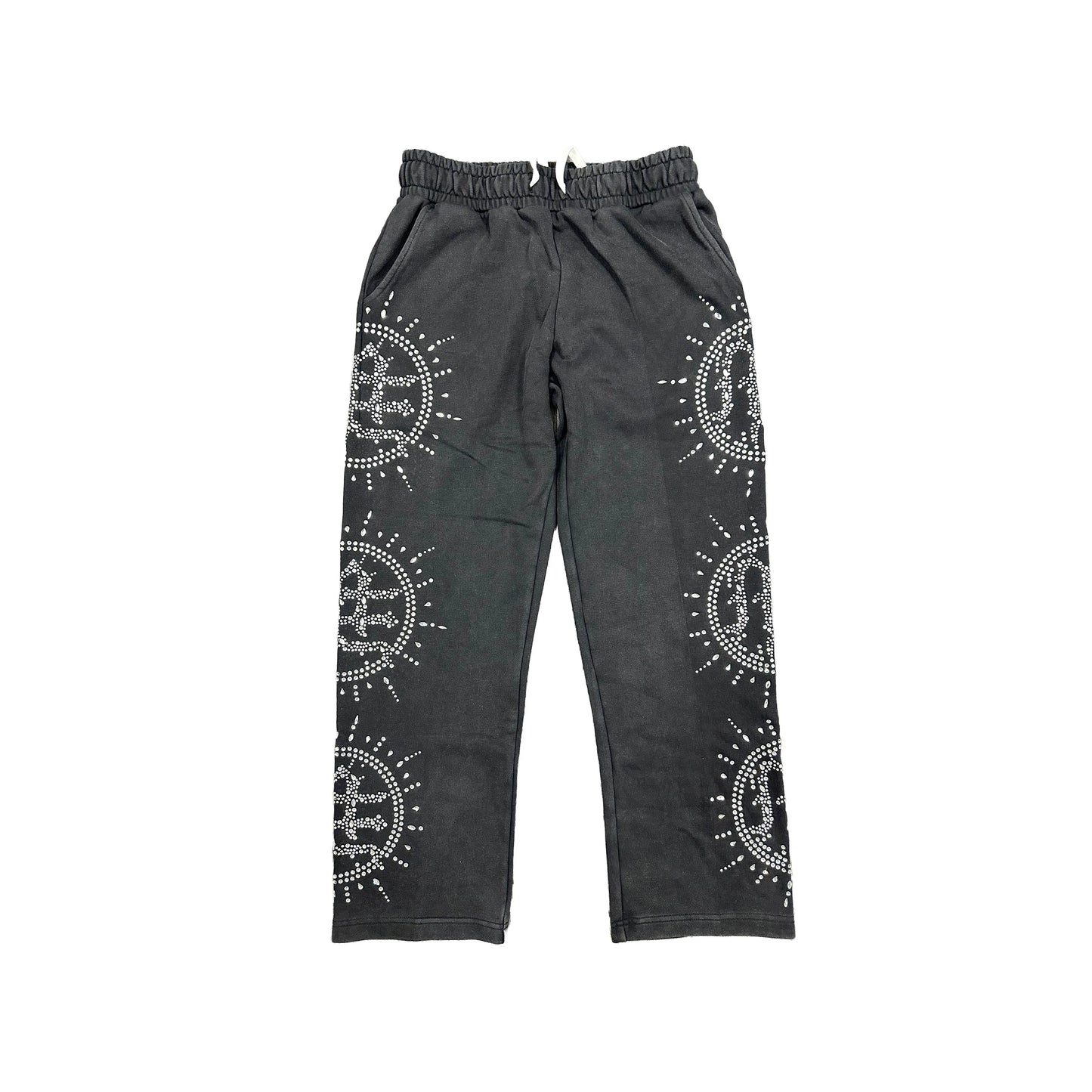 Mixed Emotion Eclipse Acid Wash Rhinestone Sweatpants front