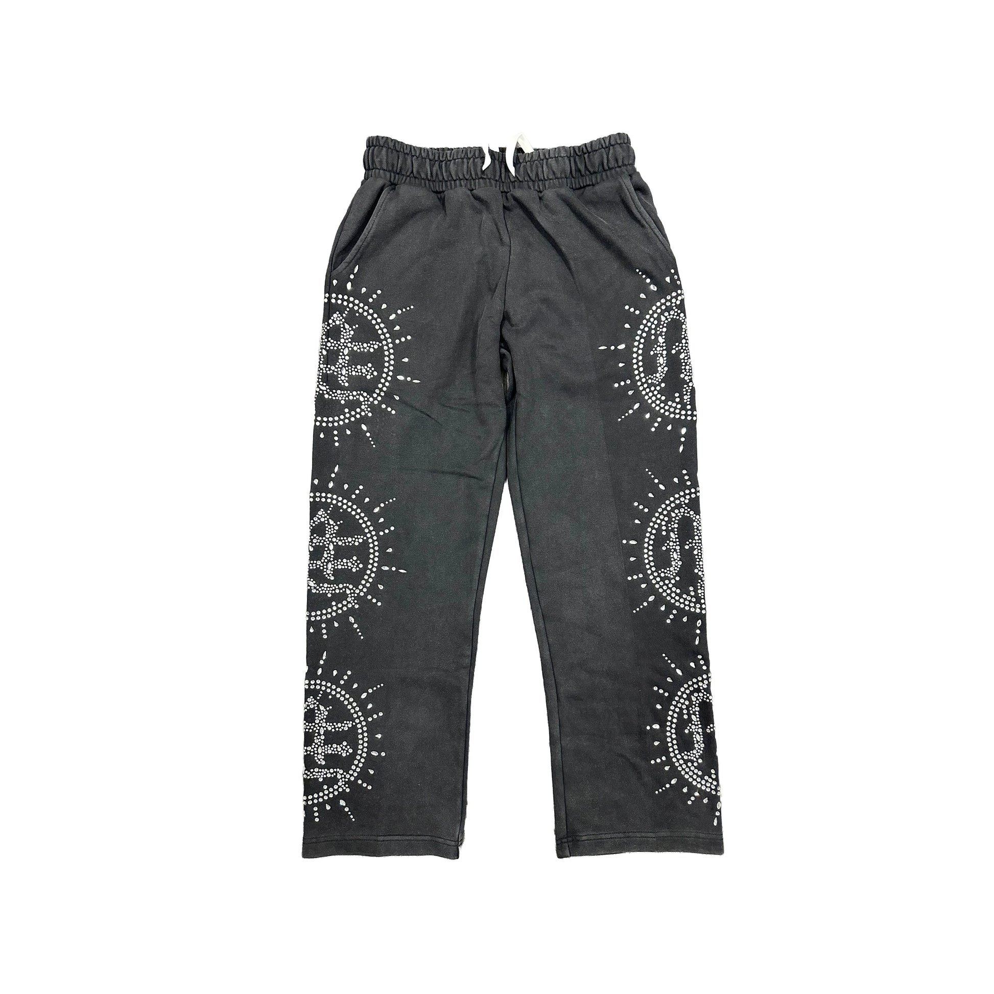 Mixed Emotion Eclipse Acid Wash Rhinestone Sweatpants front