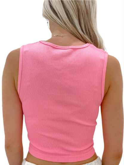 V-Neck Crop Seamless Tank