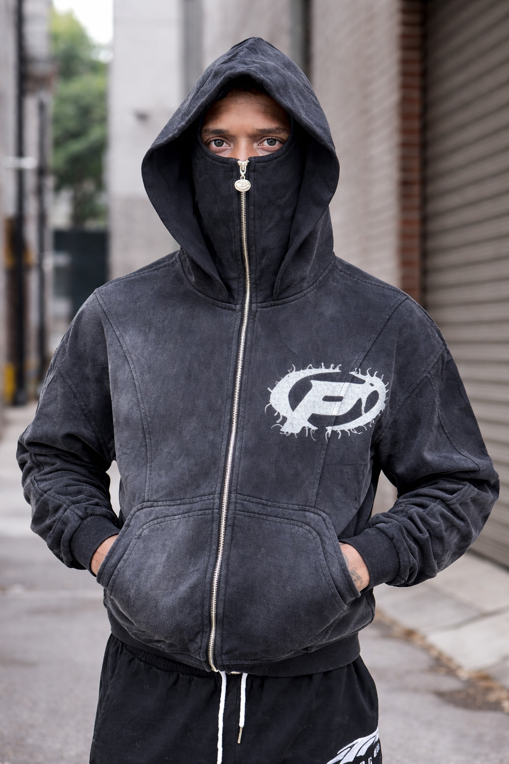 Prestige Ski Mask Hoodie front view black streetwear hoodie Epic Outfitters
