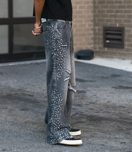 Mixed Emotion Grey “Stone” Baggy Jeans