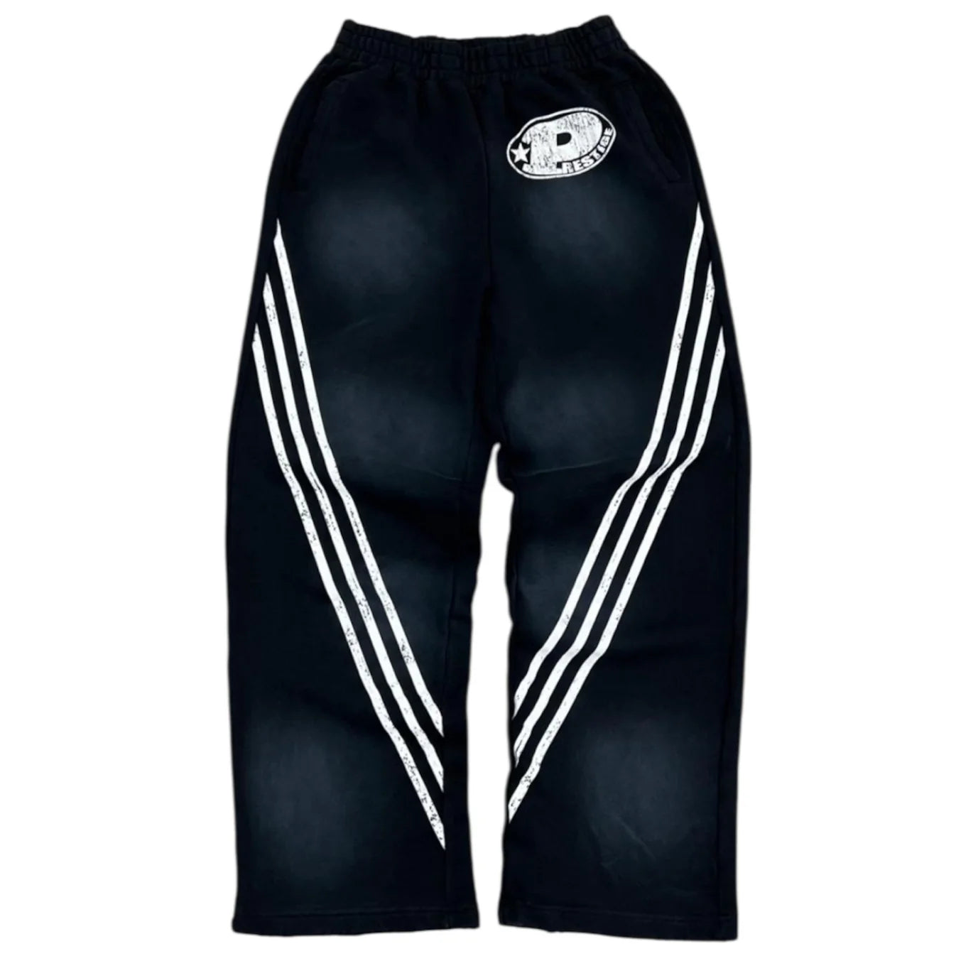 Prestige P Logo Sweatpants black streetwear track pants side stripe design Epic Outfitters