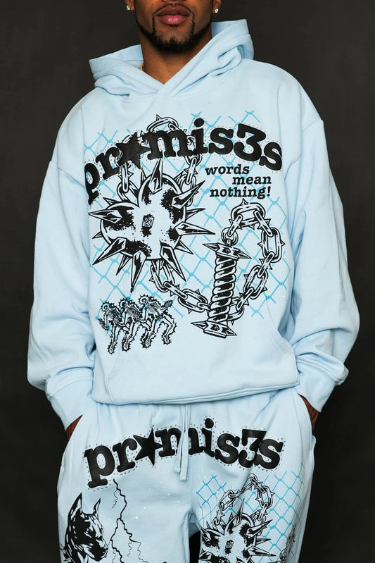 Broken Promises Pain and Pleasure Rhinestoned Hoodie