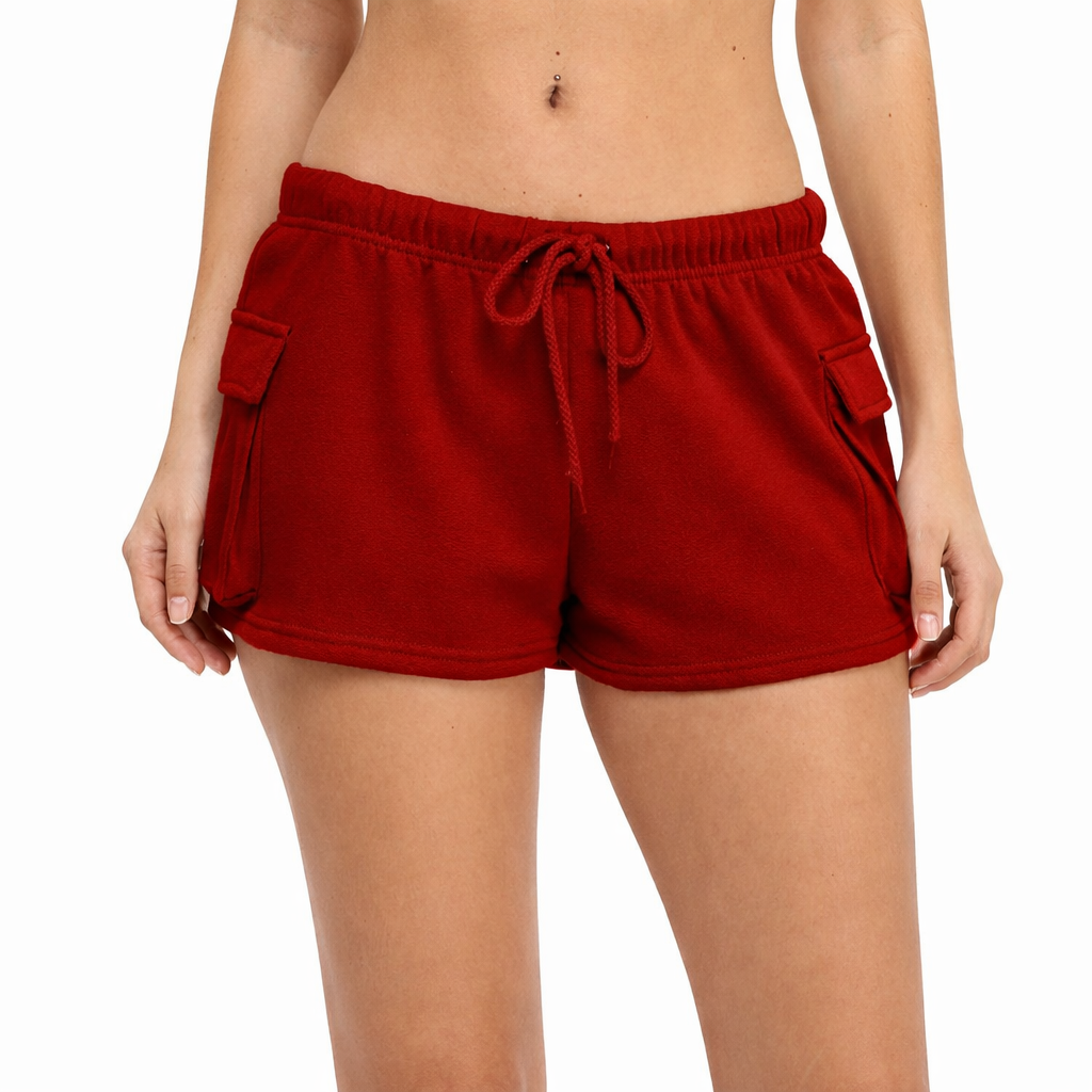 Reflex Fleece Shorts With Cargo Pockets RED FRONT