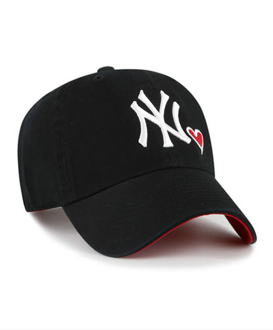 47 Brand New York Yankees Black Icon Clean Up Hat FRONT VIEW