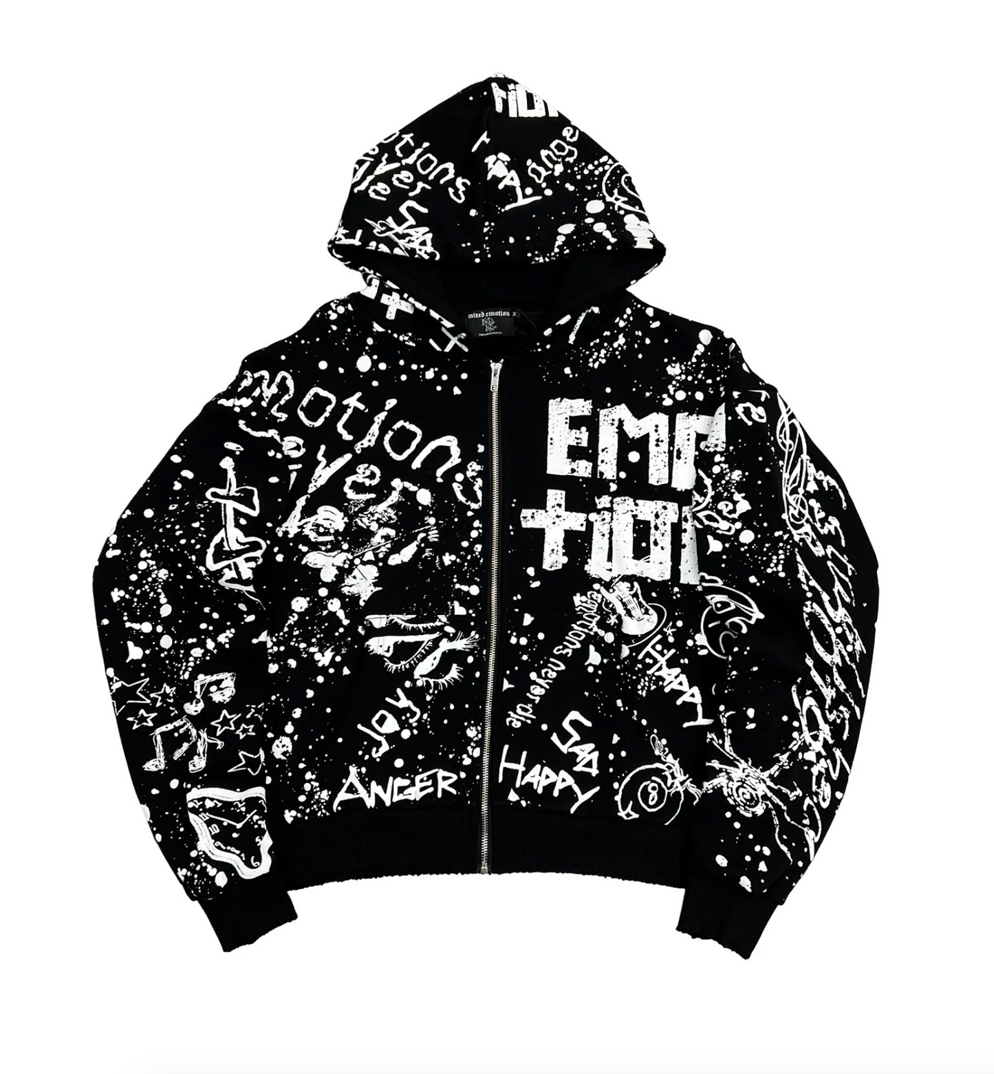 Mixed Emotion Black “Graffiti” Zip Hoodie | Graphic Streetwear Hoodie