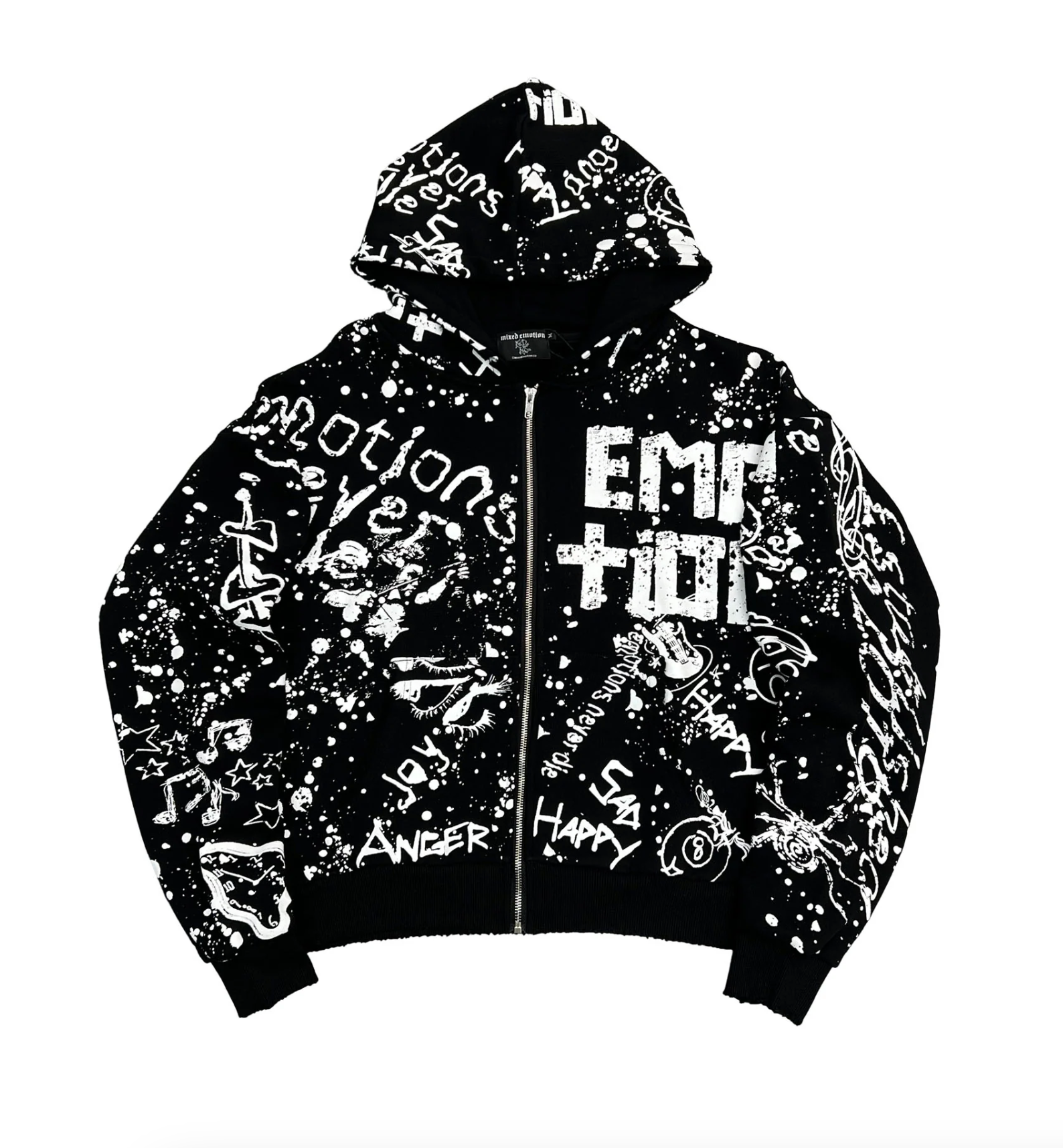 Mixed Emotion Black “Graffiti” Zip Hoodie | Graphic Streetwear Hoodie