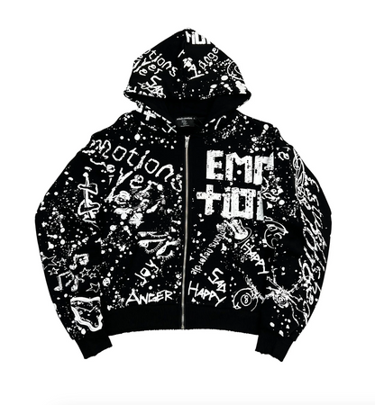 Mixed Emotion Black “Graffiti” Zip Hoodie | Graphic Streetwear Hoodie