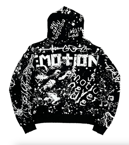 Mixed Emotion Black “Graffiti” Zip Hoodie | Graphic Streetwear Hoodie