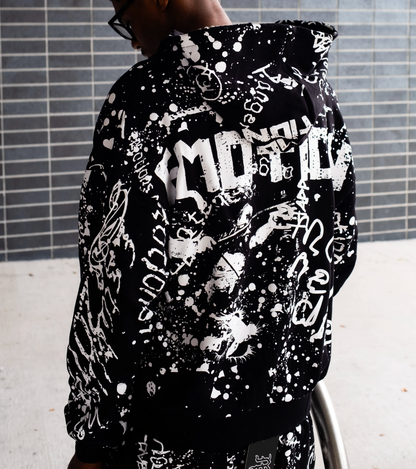 Mixed Emotion Black “Graffiti” Zip Hoodie | Graphic Streetwear Hoodie