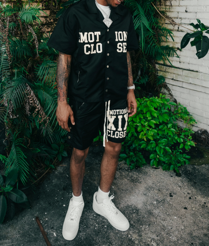Mixed Emotion Backyard Nylon Shorts front set