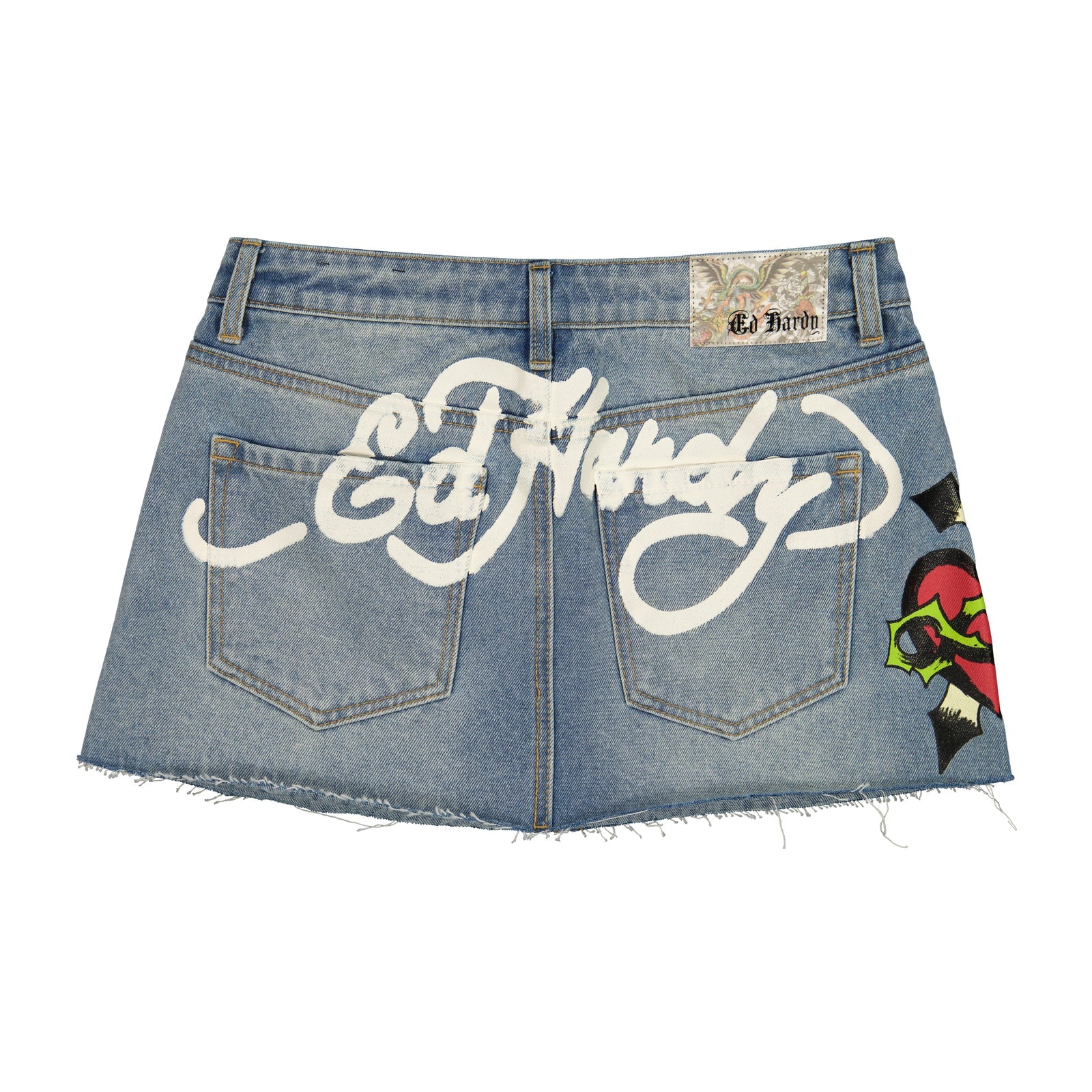 Ed Hardy Sacred Heart Denim Skirt back view