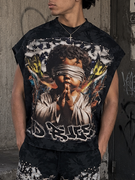 BKYS “Sinner Club” French-Terry Cropped Muscle Tee