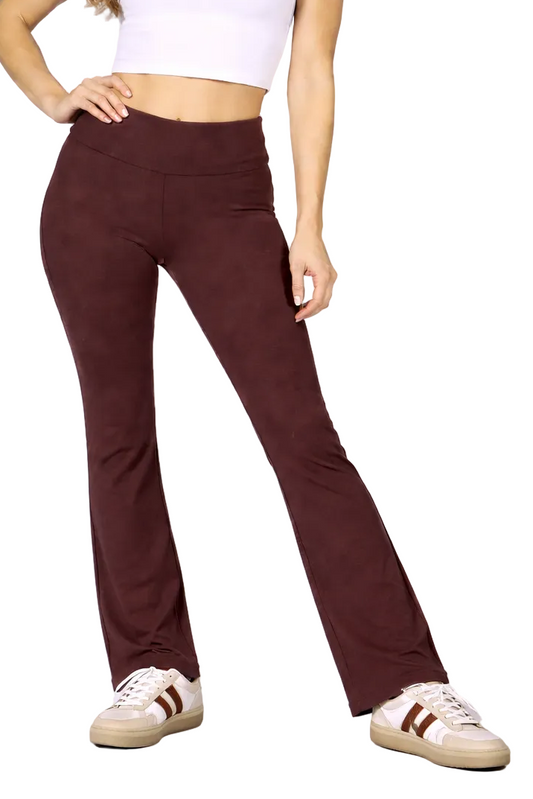 Foldover Waist Flare Yoga Pants front view