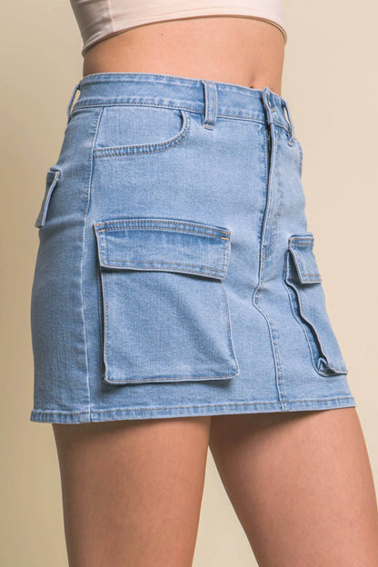 Cargo Denim Skirt