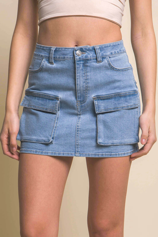 Cargo Denim Skirt