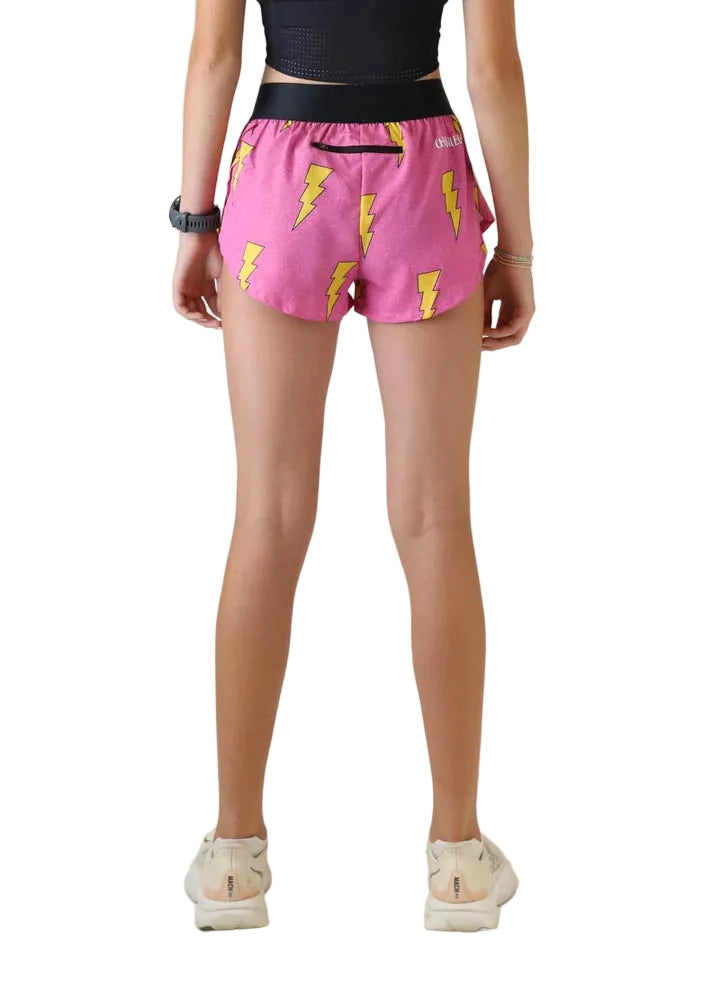 ChicknLegs Pink Bolts 1.5” Split Shorts back view